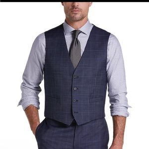 Calvin Klein X-Fit Slim Fit Suit Separates Vest, Blue Windowpane